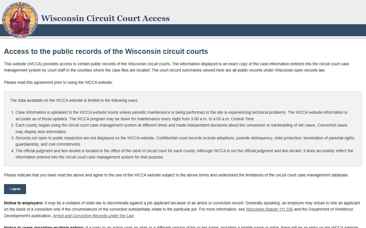 Brown County court records after arrest WCCA search portal