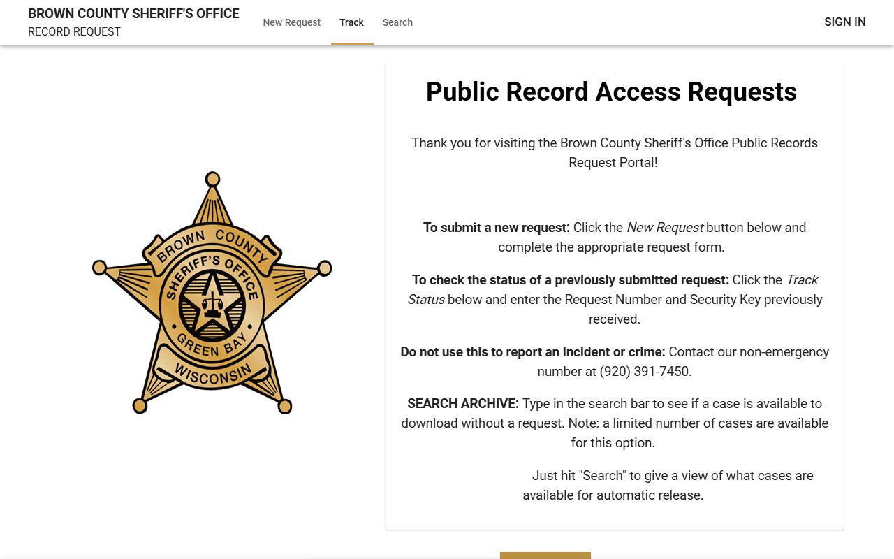 Brown County jail mugshots sheriff records request portal