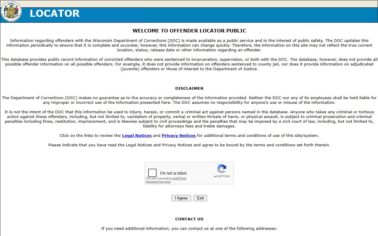 Green Bay Correctional Institution WI DOC custody search locator